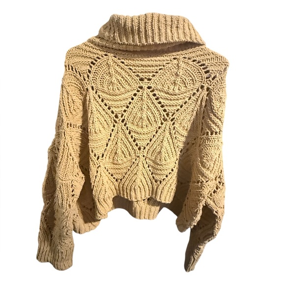 POL Camel Cropped Eyelet Cutout Turtle Neck Sweater - Picture 3 of 5